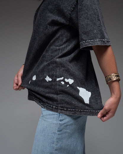 HONOLULU "COLLECTION" OVERSIZED TEE IN WASHED CARBON