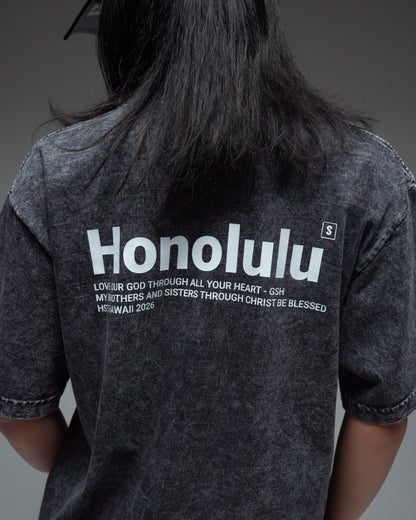 HONOLULU "COLLECTION" OVERSIZED TEE IN WASHED CARBON