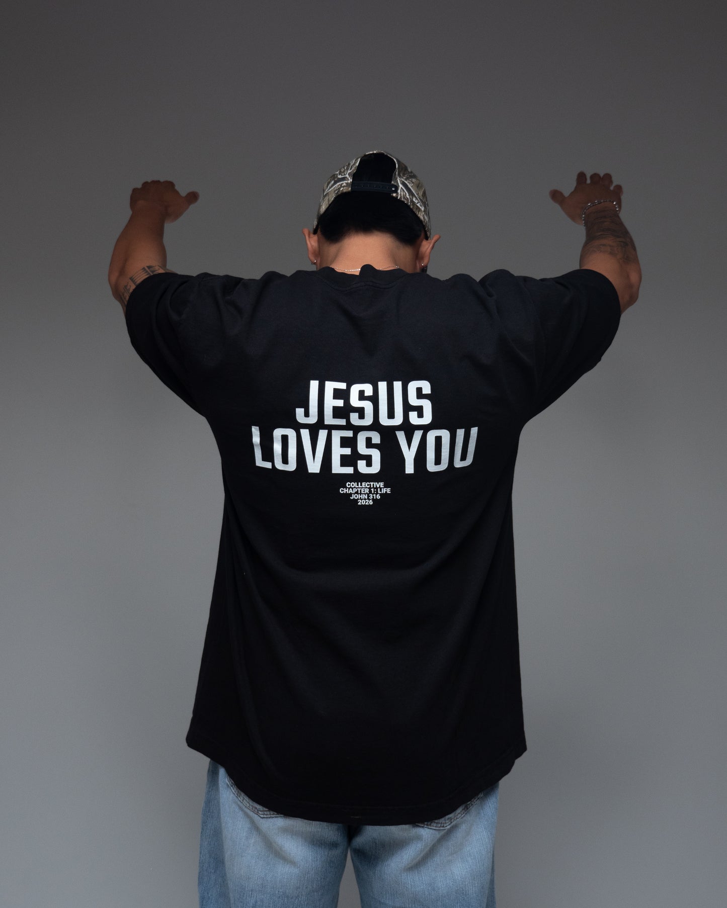 JESUS LOVES YOU " PREMIUM" OVERSIZED TEE GLOOMY